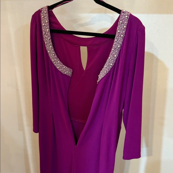 Alex Evenings Purple Long Sleeve Dress with Beaded Neckline - Picture 9 of 9